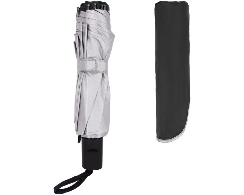 Зонт складной Silvermist, черный с серебристым