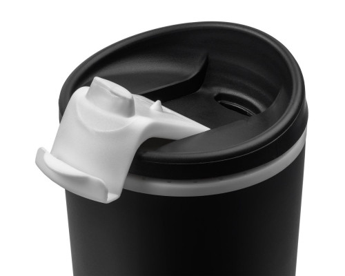 Термостакан Relief, черный с белым