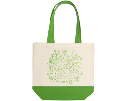 Холщовая сумка Flower Power, ярко-зеленая