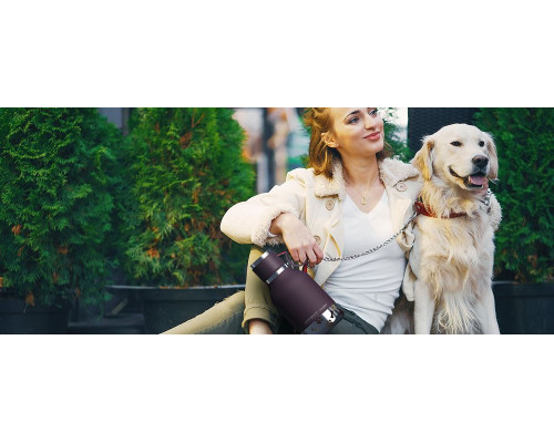 Термос Dog Bowl с миской для питомца, темно-фиолетовый