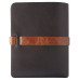 Автобумажник Leaf Explorer, черный с коричневым хлястиком
