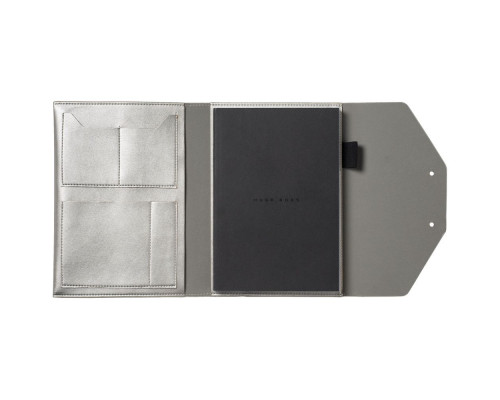 Папка Elegance с блокнотом А5, серебристая