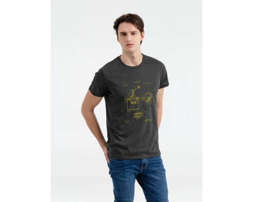 Футболка приталенная Old Patents. Coffee Mill, черный меланж