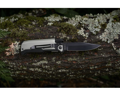 Нож складной с фонариком и огнивом Ster, серый