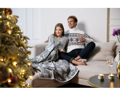 Набор с пледом и бокалами «Снежность», ваниль