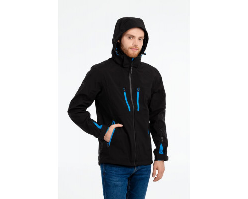 Куртка софтшелл мужская Patrol, черная с красным