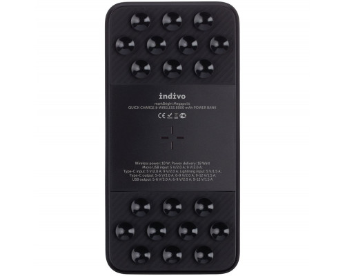 Аккумулятор с беспроводной зарядкой markBright Megapolis, 8000 мАч, черный
