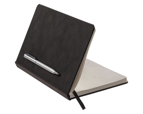 Блокнот Magnet Chrome с ручкой, черно-серый
