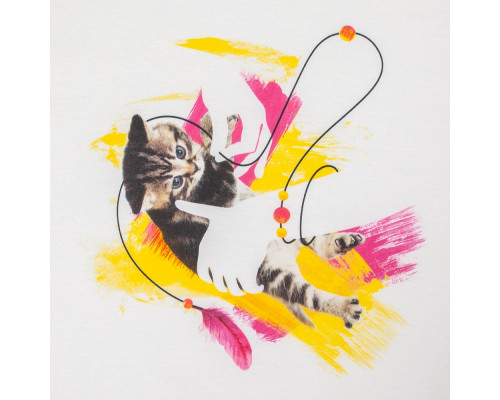 Футболка детская «Обними кота», белая