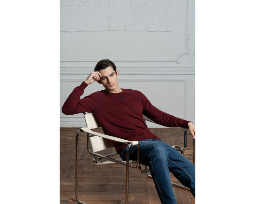 Джемпер Stitch с контрастной отделкой, серый с бордовым