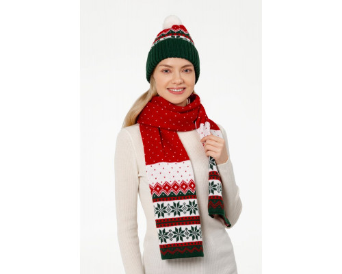 Шапка Happy View, красная с зеленым