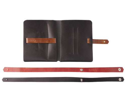 Автобумажник Leaf Explorer, черный с коричневым хлястиком