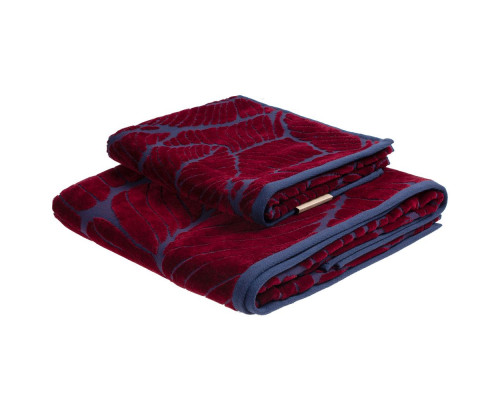 Полотенце In Leaf, малое, синее с бордовым
