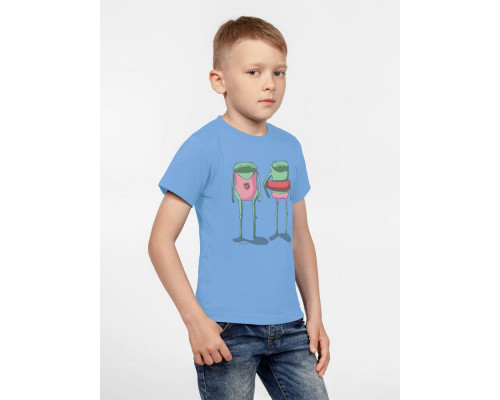 Футболка детская «Лягушата на пляже», голубая