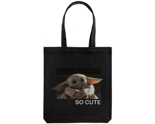 Холщовая сумка Baby Yoda, черная