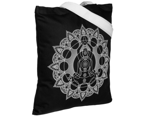 Холщовая сумка Chakraday, черная с белыми ручками