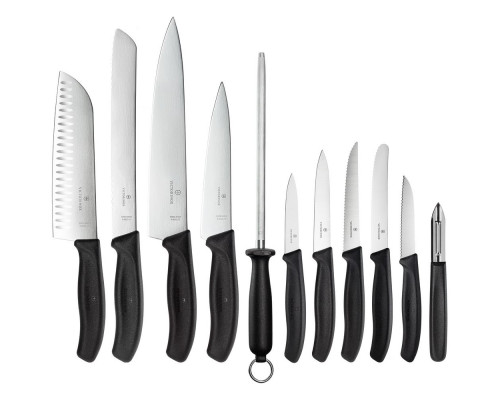 Набор кухонных ножей Victorinox Swiss Classic в деревянной подставке с овощечисткой