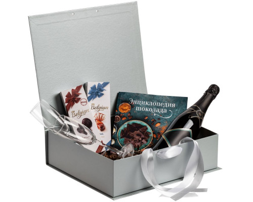 Коробка на лентах Tie Up, серебристая