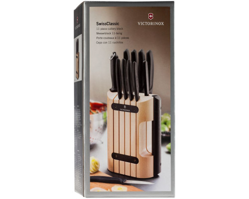 Набор кухонных ножей Victorinox Swiss Classic в деревянной подставке с овощечисткой