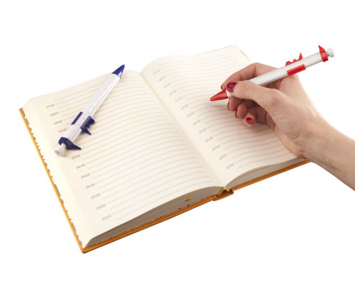 Ручка шариковая «Штангенциркуль», белая с синим