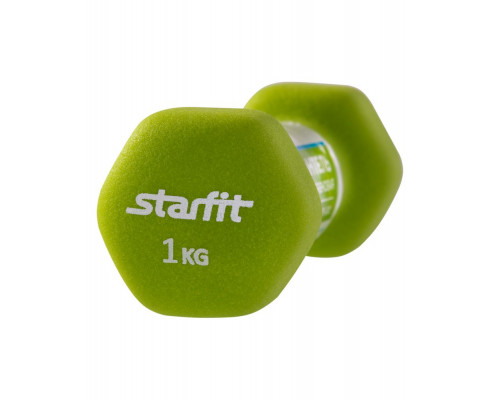 Гантель Atlas 1 кг, зеленая (салатовая)