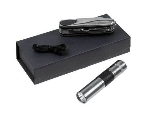 Набор «Зорге»: мультитул и фонарик, серебристый