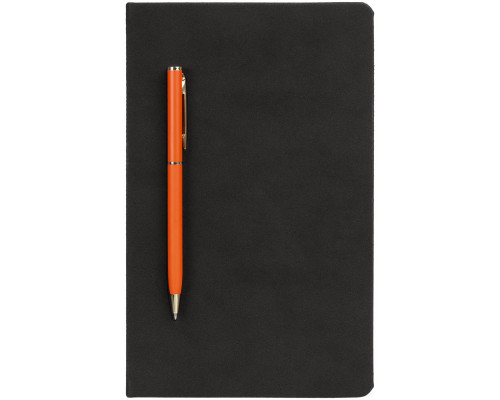 Блокнот Magnet Gold с ручкой, черно-оранжевый