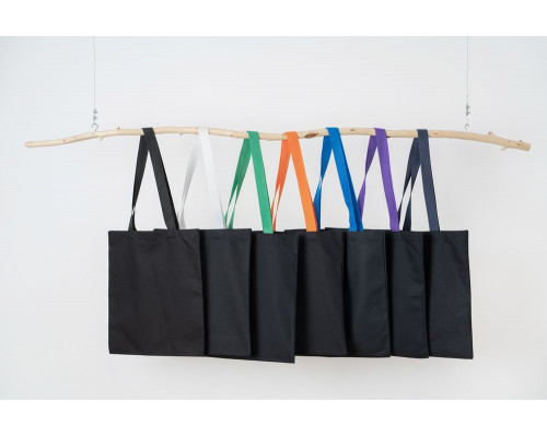 Холщовая сумка BrighTone, черная с темно-синими ручками