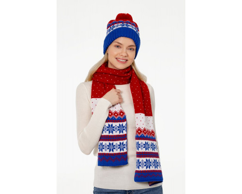 Шарф Happy View, красный с синим