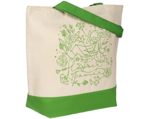 Холщовая сумка Flower Power, ярко-зеленая