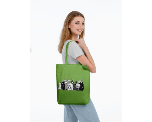 Холщовая сумка «Все мы немного монстры», ярко-зеленая