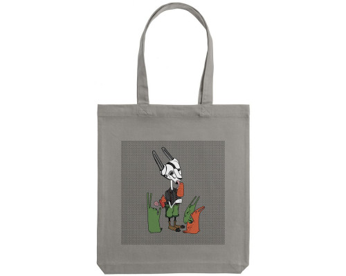 Холщовая сумка «Зайцы и морковное мороженое», серая