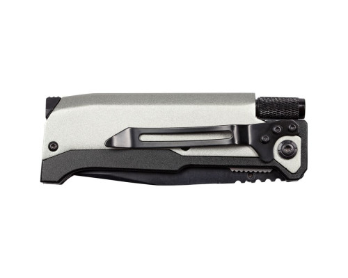 Нож складной с фонариком и огнивом Ster, серый