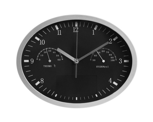 Часы настенные INSERT3 с термометром и гигрометром, черные