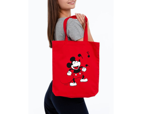 Холщовая сумка «Микки Маус. Sing With Me», красная