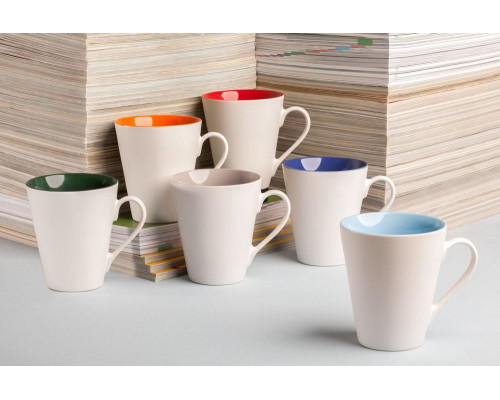 Кружка New Bell матовая, белая с зеленым