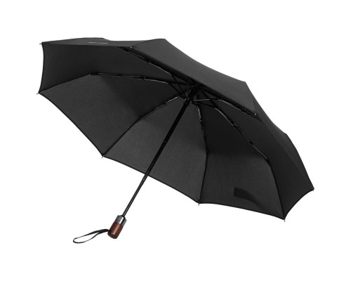 Складной зонт Wood Classic S с прямой ручкой, черный