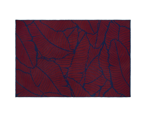 Плед In Leaf, синий с бордовым