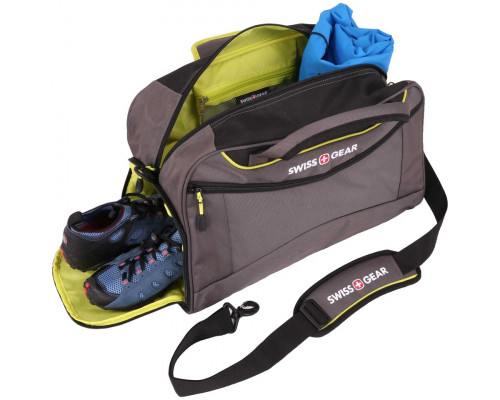 Сумка спортивная Swissgear, серая с зеленым