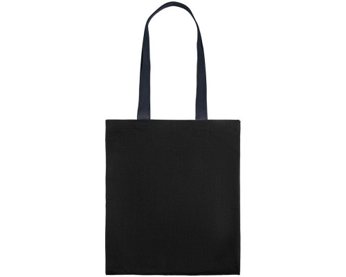 Холщовая сумка BrighTone, черная с темно-синими ручками