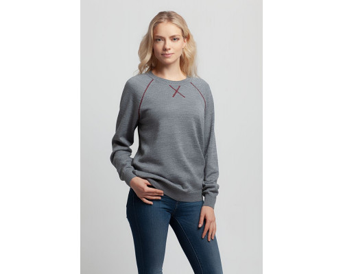 Джемпер Stitch с контрастной отделкой, серый с бордовым