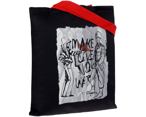 Холщовая сумка Make Love, ver.2, черная с красными ручками