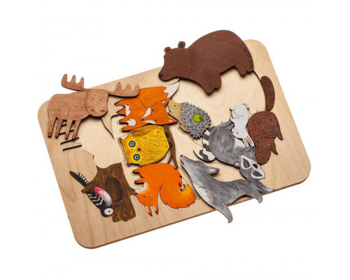 Пазл-раскраска Wood Games, лесные жители