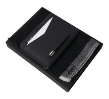 Набор Cosmo: папка с блокнотом А5, ручка и шарф, черный