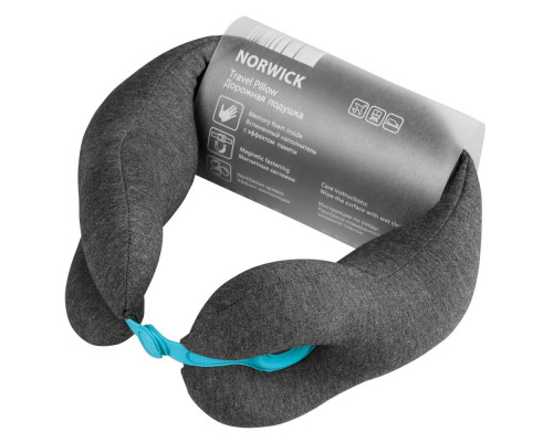 Дорожная подушка Norwick, серая с голубым