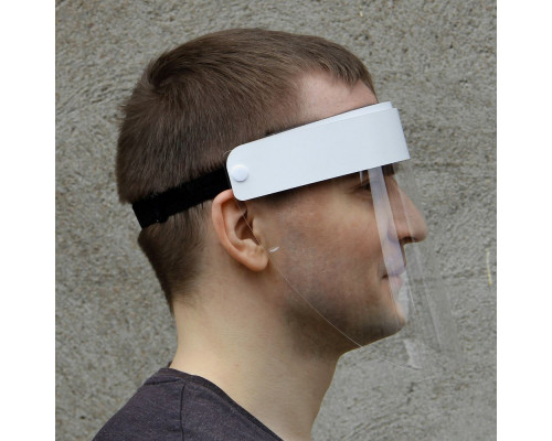 Прозрачный экран для лица Barrier, немедицинский, с белой лентой