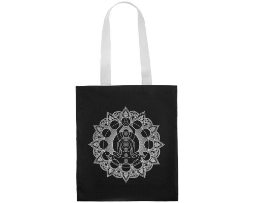 Холщовая сумка Chakraday, черная с белыми ручками