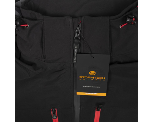 Куртка софтшелл мужская Patrol, черная с красным