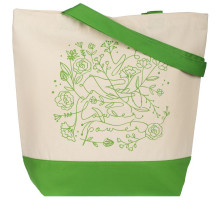Холщовая сумка Flower Power, ярко-зеленая