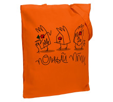 Холщовая сумка «Полный птц», оранжевая